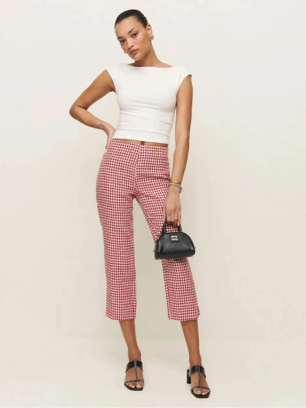 Reformation Petra linen low rise, pedal pusher pant - Picture 1 of 6